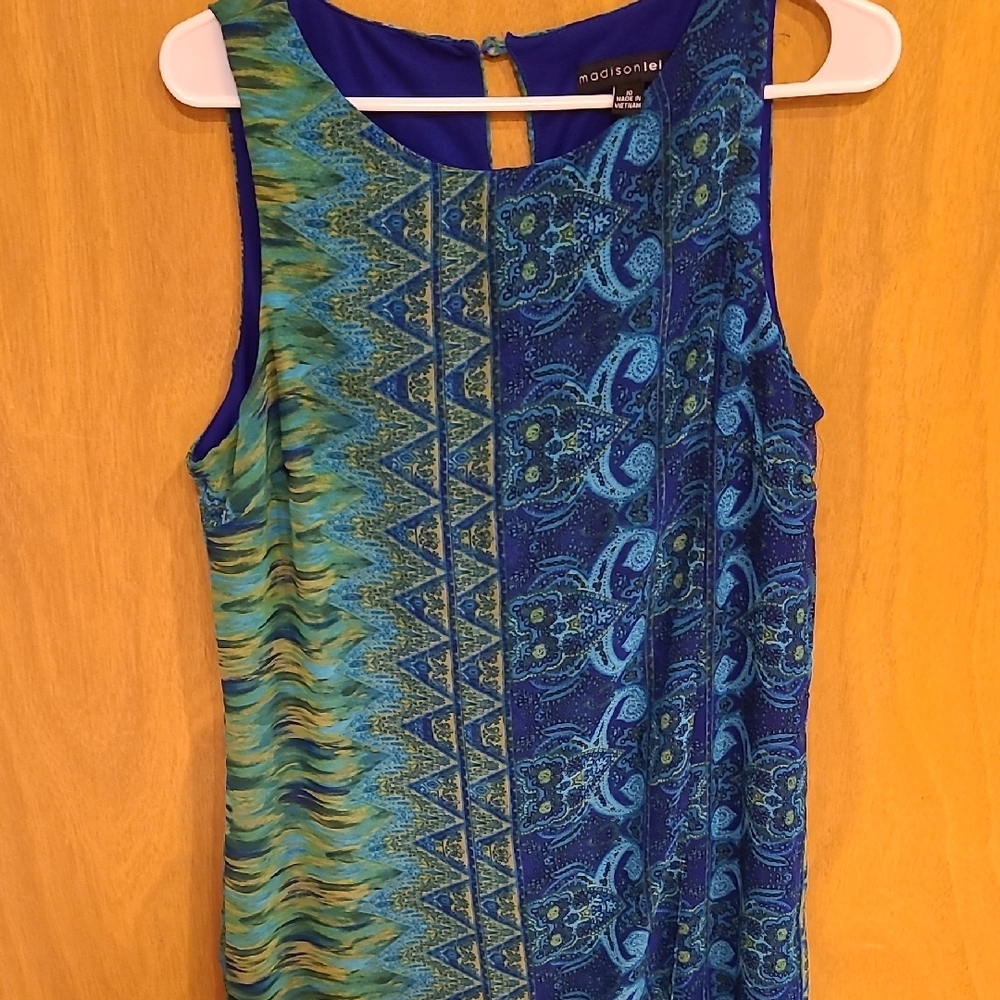 Madison Leigh Blue and Green Blouse with Elegant Design
